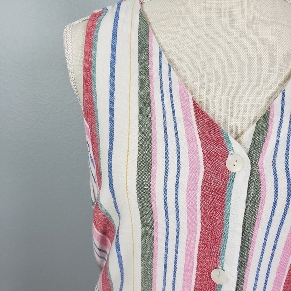 OLD NAVY Linen Blend Striped Button Front Dress Sz S - Picture 4 of 10